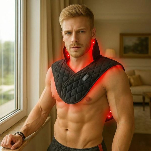 Ceinture cervicale LED rouge chauffante pour récupération musculaire des sportifs