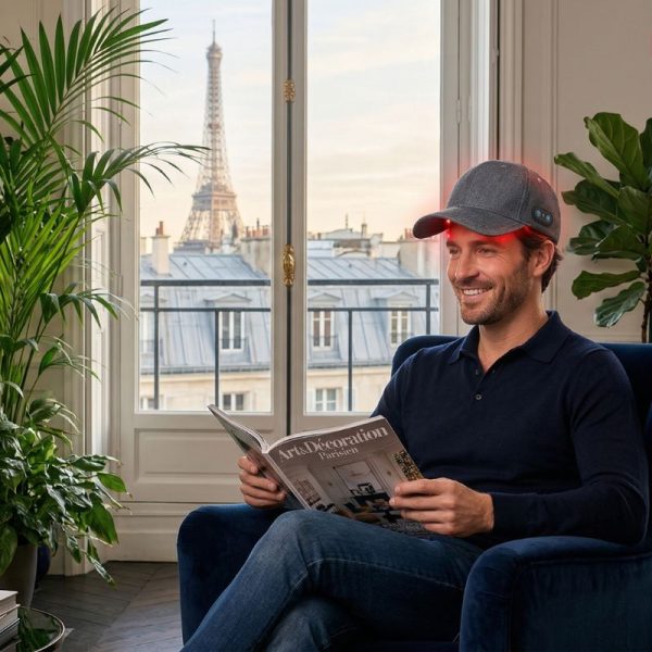 casquette lumière rouge repousse cheveux calvitie homme