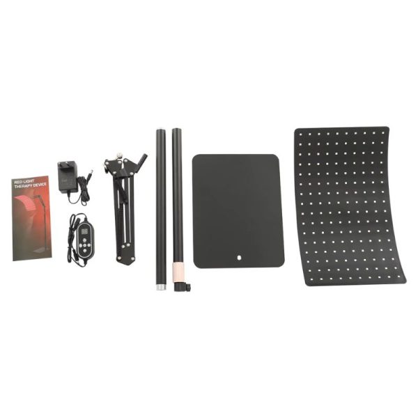 Panneau LED sur pied articulé utilisant la lumière rouge et infrarouge pour le soin du corps.