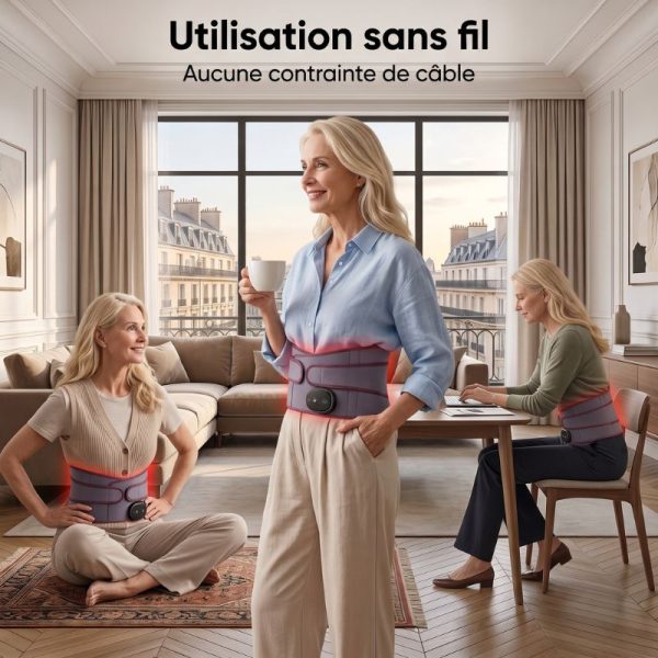 Ceinture lumière rouge et infrarouge sans fil avec batterie intégrée.