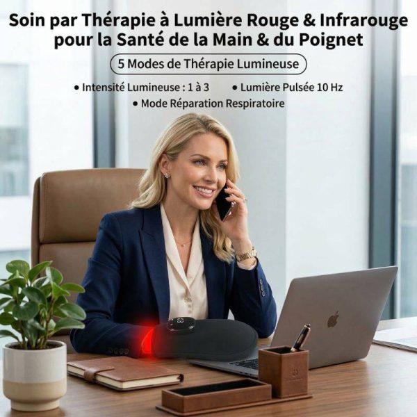 Gant de luminothérapie à lumière rouge utilisé sur soulager le poignet