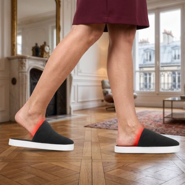chaussons noirs led rouge pour soulagement plante des pied