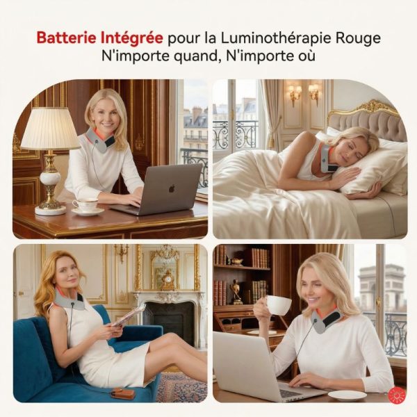 Détente des muscles raides avec la ceinture cervicale LED rouge
