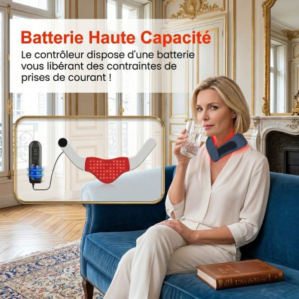 Les 49 lentilles lumineuses de la ceinture cervicale LED rouge en action